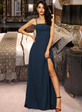 Iliana A-Line Square Neckline Floor-Length Chiffon Bridesmaid Dress With Split Front STKP0012864