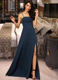 Iliana A-Line Square Neckline Floor-Length Chiffon Bridesmaid Dress With Split Front STKP0012864