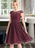 Destiney A-Line Scoop Neck Knee-Length Chiffon Bridesmaid Dress STKP0012869