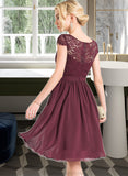 Destiney A-Line Scoop Neck Knee-Length Chiffon Bridesmaid Dress STKP0012869