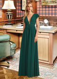 Aliyah A-Line V-neck Floor-Length Bridesmaid Dress With Split Front STKP0012874