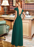 Aliyah A-Line V-neck Floor-Length Bridesmaid Dress With Split Front STKP0012874