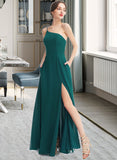 Myla A-Line One-Shoulder Floor-Length Bridesmaid Dress With Split Front Pockets STKP0012876