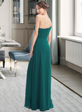 Myla A-Line One-Shoulder Floor-Length Bridesmaid Dress With Split Front Pockets STKP0012876