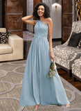 Kiara A-Line One-Shoulder Floor-Length Bridesmaid Dress With Lace Sequins STKP0012878