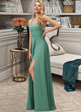 Aryanna A-LineSquareNecklineFloor-LengthChiffonBridesmaidDressWithSplitFrontPockets#251385 STKP0012885