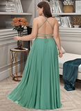 Aryanna A-LineSquareNecklineFloor-LengthChiffonBridesmaidDressWithSplitFrontPockets#251385 STKP0012885