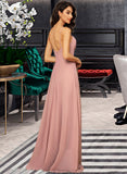 Evelyn A-LineV-neckFloor-LengthChiffonBridesmaidDressWithRuffleSplitFront#251384 STKP0012892