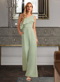 Irene Jumpsuit/Pantsuit One-Shoulder Floor-Length Bridesmaid Dress With Ruffle STKP0012897