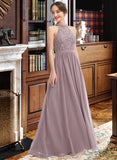 Lily A-Line Halter Floor-Length Bridesmaid Dress With Split Front STKP0012907