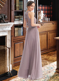 Lily A-Line Halter Floor-Length Bridesmaid Dress With Split Front STKP0012907