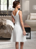 Anna Chiffon Knee-length Bridesmaid Dress with V-Neck STKP0012911