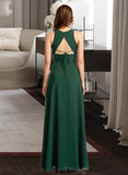 Glenda A-Line High Neck Floor-Length Bridesmaid Dress With Split Front STKP0012913