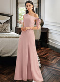 Paris A-Line One-Shoulder Floor-Length Bridesmaid Dress With Bow(s) STKP0012914