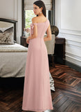 Paris A-Line One-Shoulder Floor-Length Bridesmaid Dress With Bow(s) STKP0012914