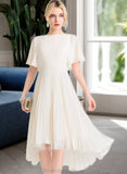 Nadine A-Line Scoop Neck Asymmetrical Chiffon Bridesmaid Dress With Pleated STKP0012917