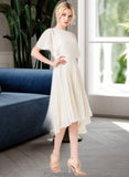 Nadine A-Line Scoop Neck Asymmetrical Chiffon Bridesmaid Dress With Pleated STKP0012917