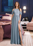 Sophia A-Line High Neck Floor-Length Bridesmaid Dress STKP0012919