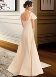 Halle A-Line Square Neckline Floor-Length Bridesmaid Dress With Cascading Ruffles STKP0012928