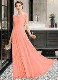 Arianna A-Line Off-the-Shoulder Floor-Length Chiffon Bridesmaid Dress With Ruffle Lace STKP0012941