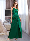 Bella A-Line One-Shoulder Floor-Length Bridesmaid Dress With Split Front STKP0012951