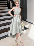 Brittany A-Line Scoop Neck Asymmetrical Satin Bridesmaid Dress STKP0012965