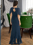 Genevieve A-Line V-neck Asymmetrical Bridesmaid Dress With Split Front STKP0012971