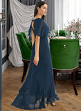 Genevieve A-Line V-neck Asymmetrical Bridesmaid Dress With Split Front STKP0012971