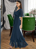 Genevieve A-Line V-neck Asymmetrical Bridesmaid Dress With Split Front STKP0012971