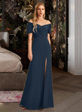 Peyton Sheath/Column V-neck Floor-Length Bridesmaid Dress With Split Front STKP0012976