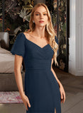 Peyton Sheath/Column V-neck Floor-Length Bridesmaid Dress With Split Front STKP0012976