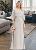 Hilary Sheath/Column Square Neckline Floor-Length Chiffon Bridesmaid Dress STKP0012979