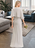 Hilary Sheath/Column Square Neckline Floor-Length Chiffon Bridesmaid Dress STKP0012979