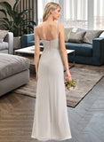 Hilary Sheath/Column Square Neckline Floor-Length Chiffon Bridesmaid Dress STKP0012979