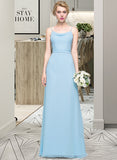 Kendal A-Line Cowl Neck Floor-Length Chiffon Bridesmaid Dress With Ruffle STKP0012981