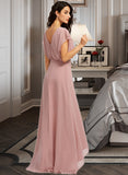 Jaslyn A-Line V-neck Asymmetrical Bridesmaid Dress With Split Front STKP0012983