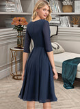 Anabelle A-Line V-neck Knee-Length Chiffon Bridesmaid Dress With Pockets STKP0012994