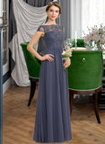 Andrea A-Line Scoop Neck Floor-Length Chiffon Lace Bridesmaid Dress STKP0012995