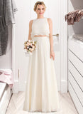 Tatum A-Line Scoop Neck Floor-Length Chiffon Bridesmaid Dress With Cascading Ruffles STKP0012999