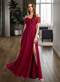 Haven A-Line V-neck Floor-Length Bridesmaid Dress STKP0013000