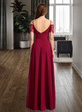 Haven A-Line V-neck Floor-Length Bridesmaid Dress STKP0013000