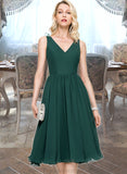 Marissa A-line V-Neck Knee-Length Chiffon Bridesmaid Dress STKP0013002