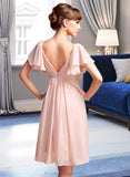 Jazlyn Empire Sweetheart Knee-Length Chiffon Bridesmaid Dress With Cascading Ruffles STKP0013009