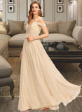 Anika A-Line V-neck Floor-Length Chiffon Bridesmaid Dress With Ruffle STKP0013011