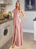 Aleah A-Line One-Shoulder Floor-Length Bridesmaid Dress With Split Front STKP0013013