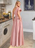 Aleah A-Line One-Shoulder Floor-Length Bridesmaid Dress With Split Front STKP0013013