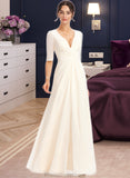 Mareli A-Line V-neck Floor-Length Bridesmaid Dress With Split Front STKP0013015