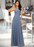 Sabrina A-Line Scoop Neck Floor-Length Chiffon Bridesmaid Dress STKP0013018