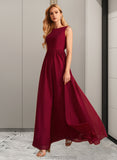 Nellie A-Line High Neck Floor-Length Bridesmaid Dress With Bow(s) STKP0013022