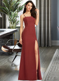 Mariela Sheath/Column Square Neckline Floor-Length Bridesmaid Dress With Split Front STKP0013026